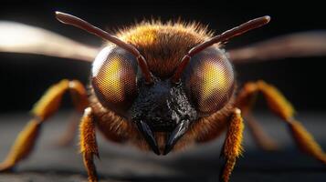 Extreme Close Up of Honey Bee Detailed Insect Macro Photography Golden Eyes Nature photo