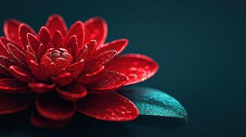 Vibrant Red Flower with Dew Drops Close Up Macro Photography Nature Detail photo