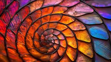 Abstract Spiral Pattern Vibrant Hues of Orange Red and Blue in a Close Up Shot photo