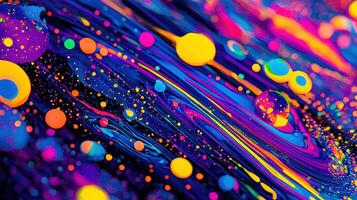 Vibrant Abstract Swirls of Neon Paint Psychedelic Colorful Fluid Art Background photo