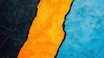 Abstract Textured Background Vibrant Blue Orange and Black Paint Splatter Design photo