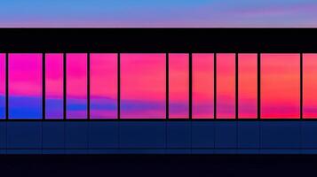 Vibrant Sunset Hues Reflected in Modern Building Windows Panoramic View photo