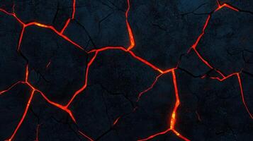 Glowing Lava Cracks in Dark Volcanic Rock Texture Background photo