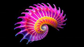 Vibrant Pink and Orange Nautilus Shell Spiral Abstract Art Background photo