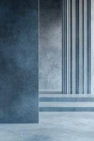 Featuring a serene Nordic-inspired abstract design, the composition showcases a lightly textured blue wall and subtle linear patterns on a neutral base, perfect for text overlays photo
