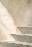 Featuring overlapping concrete slabs with smooth textures, this minimalist abstract background offers a soft beige backdrop, creating a modern and calming atmosphere for design use photo