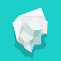 Paper crumpled ball icon or trash wrinkle page flat cartoon illustration, idea of garbage page sheet isolated vector