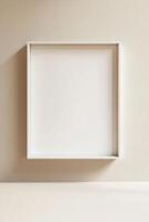 A Nordic-style frame with a thin white border hovers before a smooth beige gradient backdrop. The ample blank space invites creative text overlay while adding an artistic touch photo