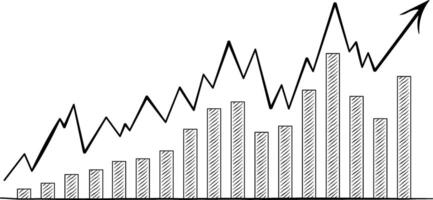black trading chart or indicator arrow going up without background vector