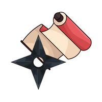 illustration of sharp shuriken and red paper vector