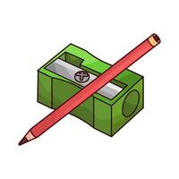 illustration of green sharpener and pencil vector