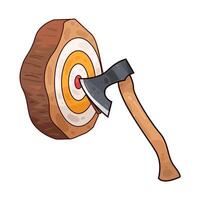 illustration of axe stuck in dartboard vector