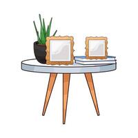 potted plants next to the frame on the table vector