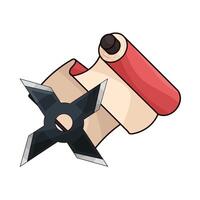 illustration of sharp shuriken with red paper vector