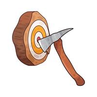 axe stuck in dartboard vector