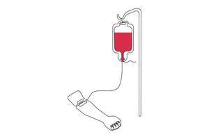 Donating blood continuous line drawing. Blood donation concept outline isolated on white background vector