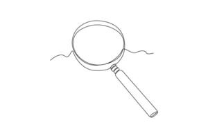 Hand-drawn magnifying glass one-line art drawing. Magnifying glass continuous outline icon. vector