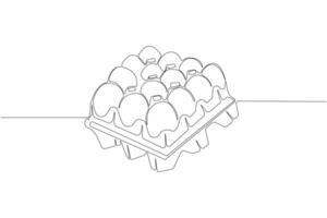 Continuous single-line art drawing of carton of eggs. vector