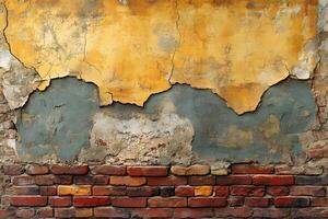 Weathered Brick and Plaster Wall Texture for Design and Architecture Projects photo