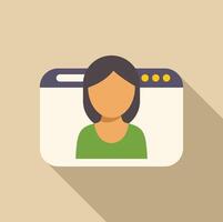 Woman showing in internet browser window user profile interface vector