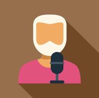Senior man speaking into microphone with long shadow vector