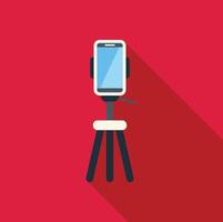 Smartphone on tripod with holder, broadcasting or recording content vector