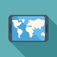 Smartphone showing world map navigation app, global connectivity concept vector