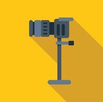 Professional camera recording on tripod with yellow background vector
