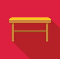 Yellow table casting long shadow on red wall, simple and minimalist furniture design vector