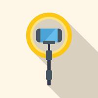 Smartphone streaming with ring light on a tripod with long shadow vector