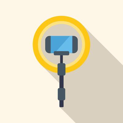 Smartphone streaming with ring light on a tripod with long shadow