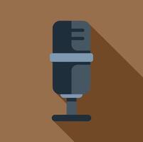 Studio microphone broadcasting equipment on brown background with long shadow vector