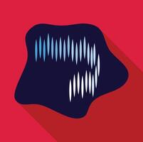 Sound wave design pulsating with energy on red background vector