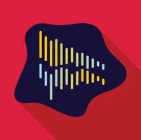 Colorful digital audio waveform showing increasing and decreasing amplitude levels vector