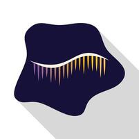 Closed eye with long colorful eyelashes on dark background vector