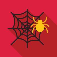 Yellow spider crawling on spiderweb, creating halloween atmosphere vector