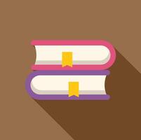 Two colorful books with bookmarks resting on brown surface vector