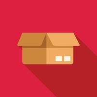 Open cardboard box on red background representing shipping and logistics vector