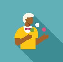 Juggler performing with balls, balancing skill and entertainment vector