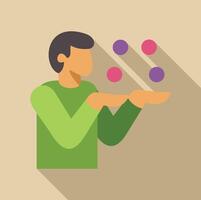 Man juggling balls, balancing skills and coordination vector