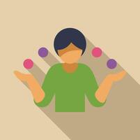 Person juggling balls showing multitasking and time management vector