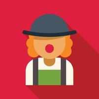 Clown with red nose wearing a bowler hat and green apron performing a show in circus vector