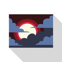 Full moon shining through clouds in a colorful night sky vector