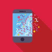 Smartphone showing confetti and streamers exploding from the screen vector