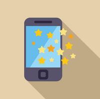 Stars coming out of a smartphone screen, showing a high rating vector