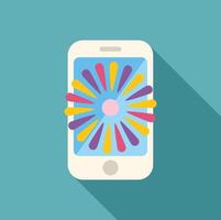 Smartphone showing rotating colorful wheel fortune on blue background vector