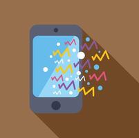 Smartphone showing festive confetti and celebrations in flat design vector