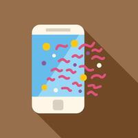 Smartphone emitting colorful particles and waves, augmented reality concept vector