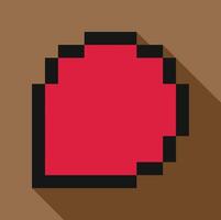 Pixel art representing a red rounded shape with black border vector