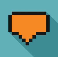 Pixelated orange speech bubble with drop down arrow pointing downward vector